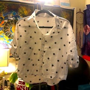 Poka Dot Crop Collared shirt